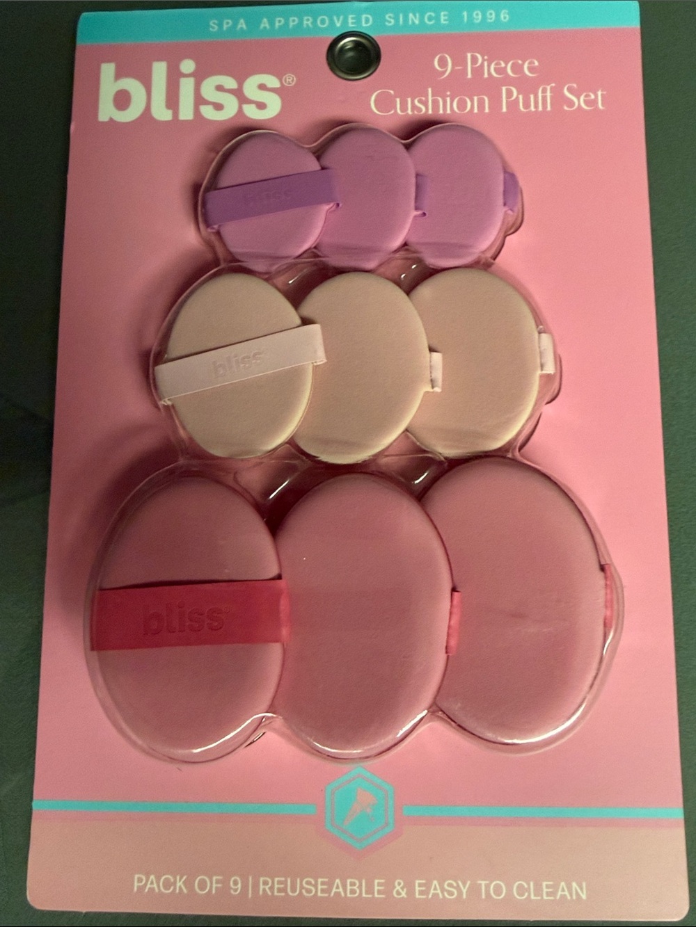 Bliss 9 piece cushion puff set - reusable